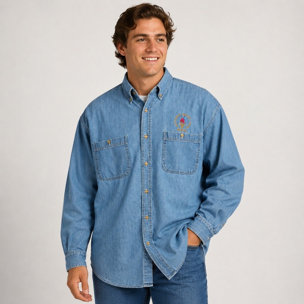 Vintage 1996 Atlanta Olympics Denim Shirt Terry USA Embroidered L
